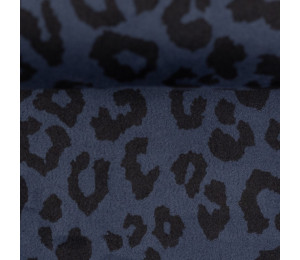 Kunstleder Wildleder Suede Clara dunkelblau Leo print